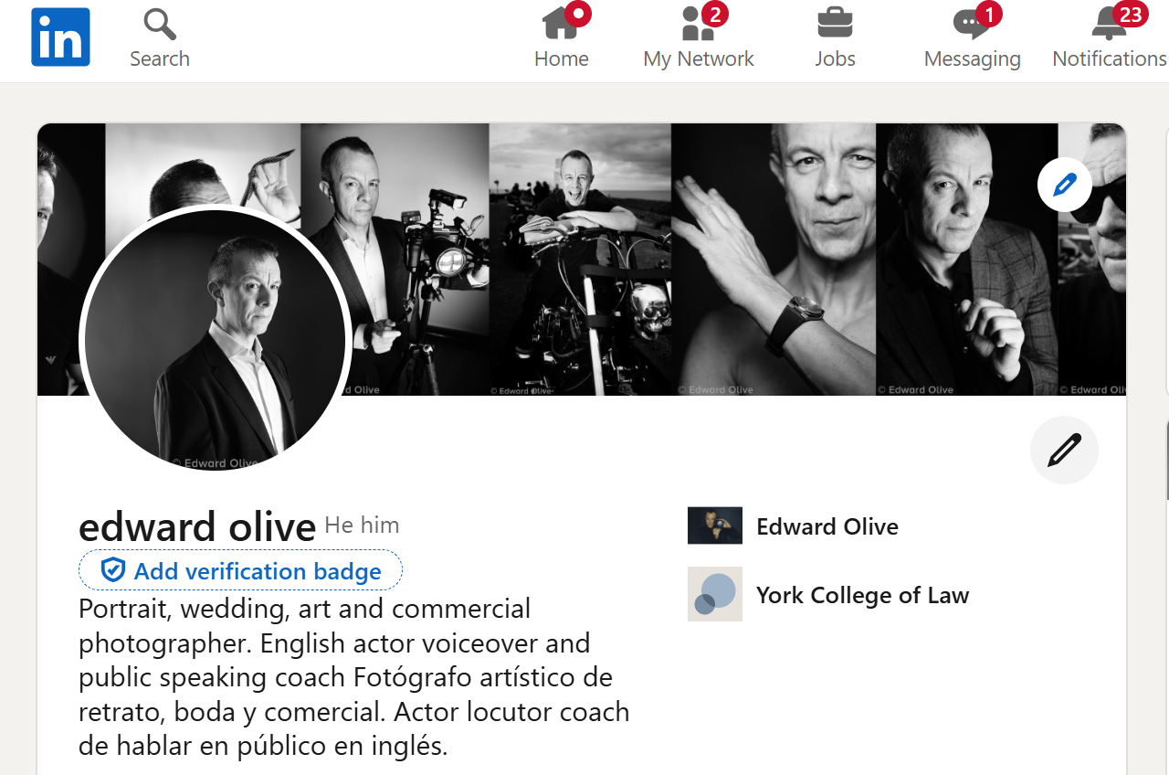 linkedin edward olive coach photographer actor