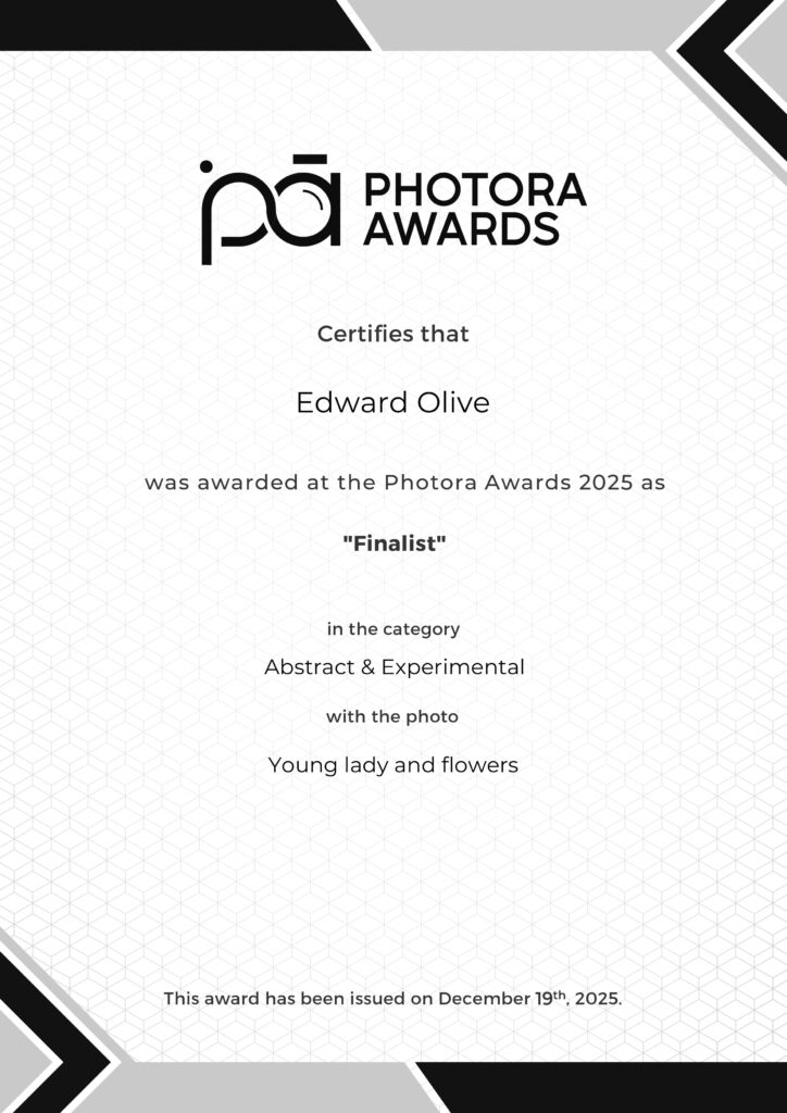 photora finalist certificate abstract experimental young lady and flowers